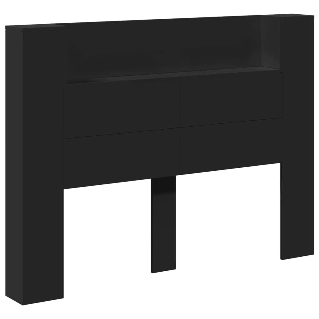 Headboard Cabinet with LED Black 140x16.5x103.5 cm 839246