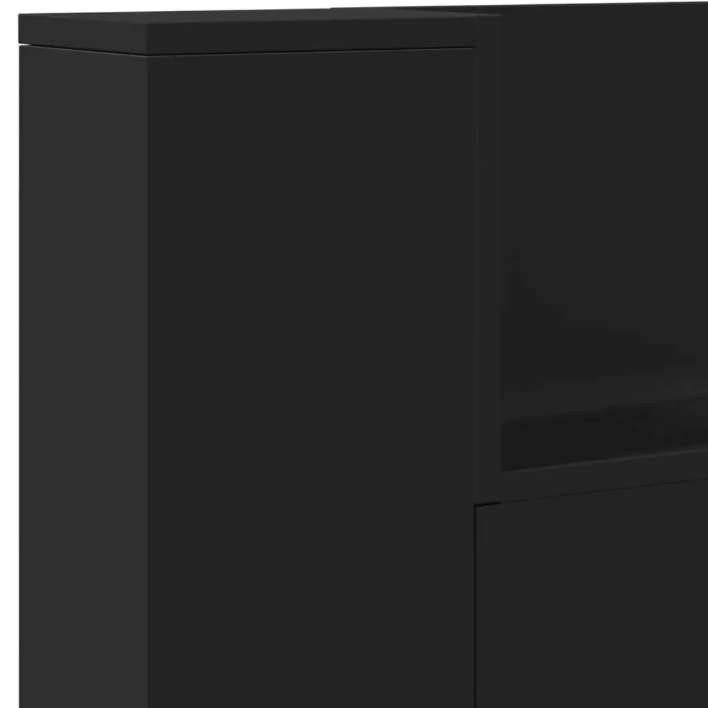 Headboard Cabinet with LED Black 140x16.5x103.5 cm 839246