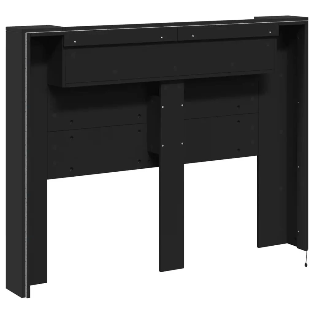 Headboard Cabinet with LED Black 140x16.5x103.5 cm 839246