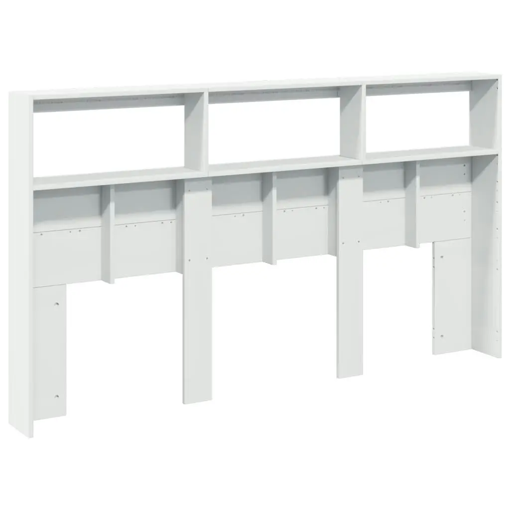 Headboard Cabinet with LED White 180x17x102 cm 839210