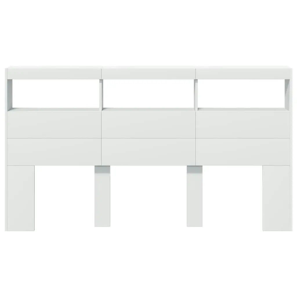 Headboard Cabinet with LED White 180x17x102 cm 839210