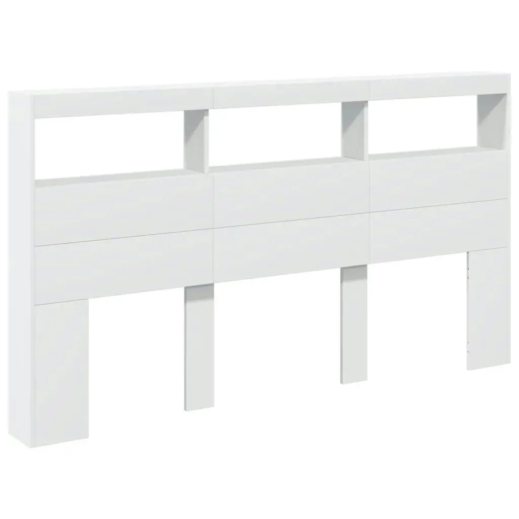 Headboard Cabinet with LED White 180x17x102 cm 839210