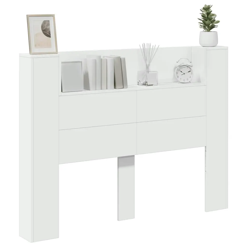 Headboard Cabinet with LED White 140x16.5x103.5 cm 839245