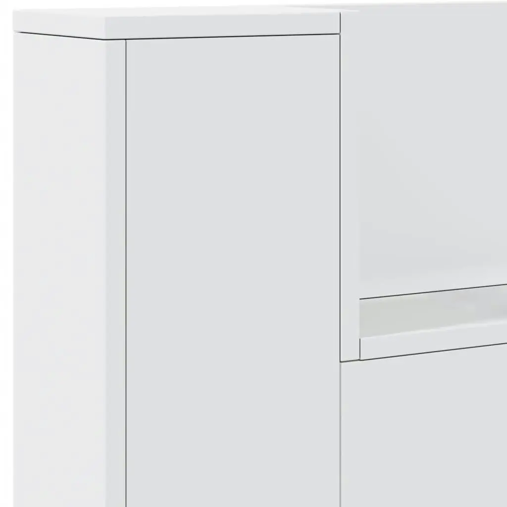 Headboard Cabinet with LED White 140x16.5x103.5 cm 839245