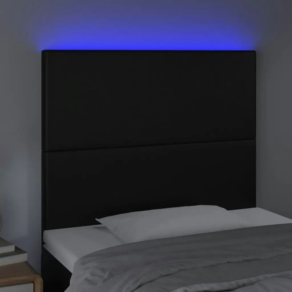 LED Headboard Black 100x5x118/128 cm Faux Leather 3122228