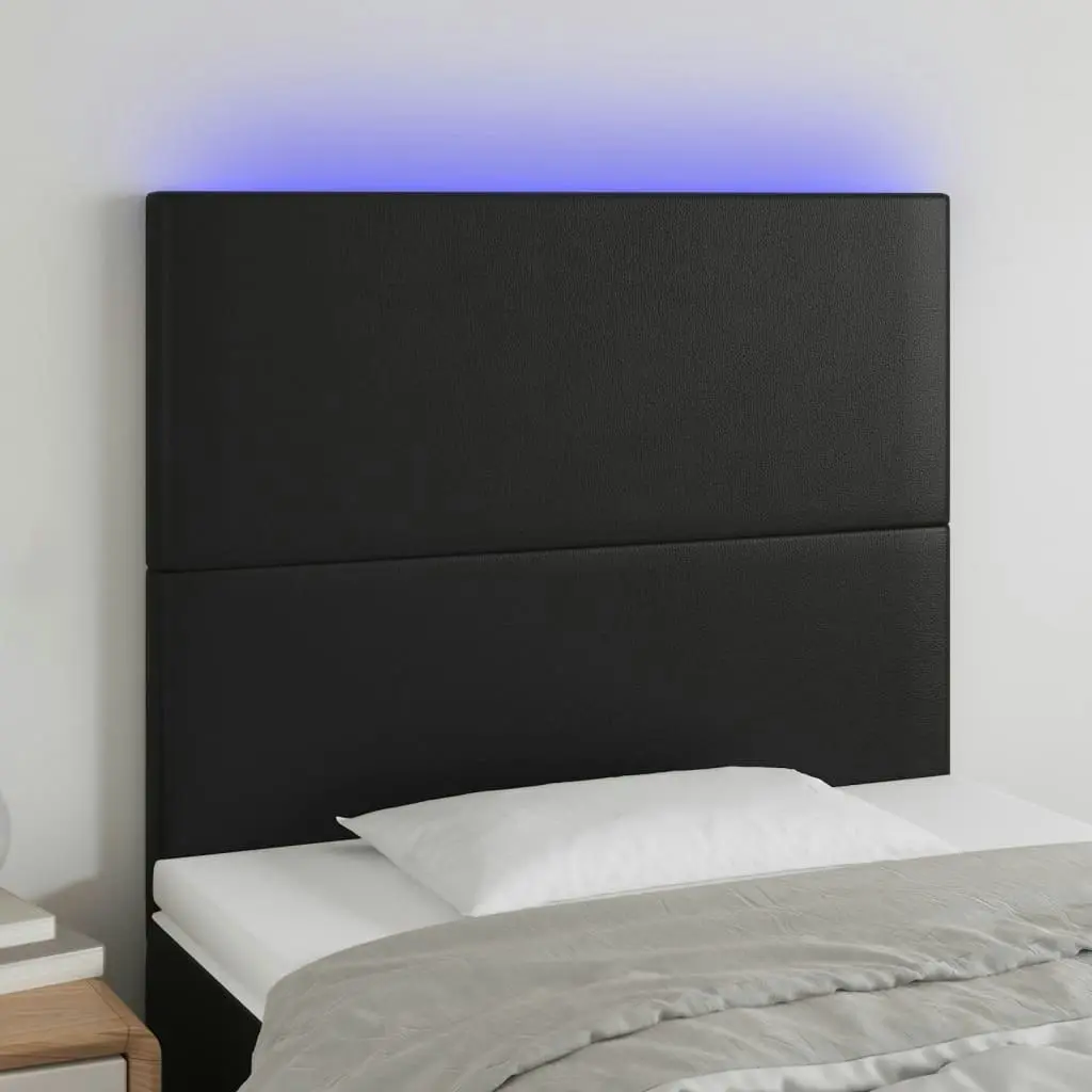 LED Headboard Black 100x5x118/128 cm Faux Leather 3122228