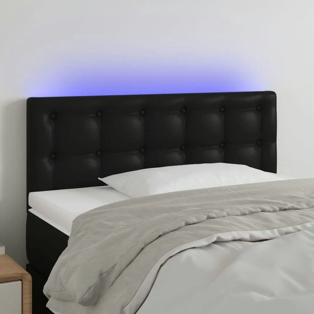 LED Headboard Black 100x5x78/88 cm Faux Leather 3121696