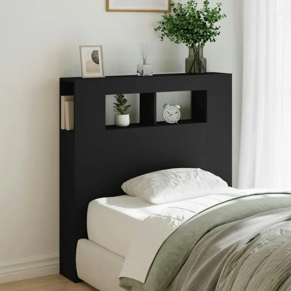 LED Headboard Black 100x18.5x103.5 cm Engineered Wood 837331