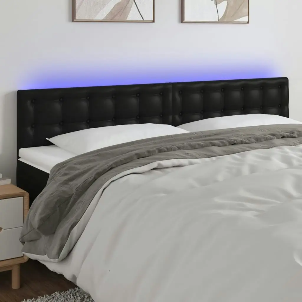 LED Headboard Black 160x5x78/88 cm Faux Leather 3121708