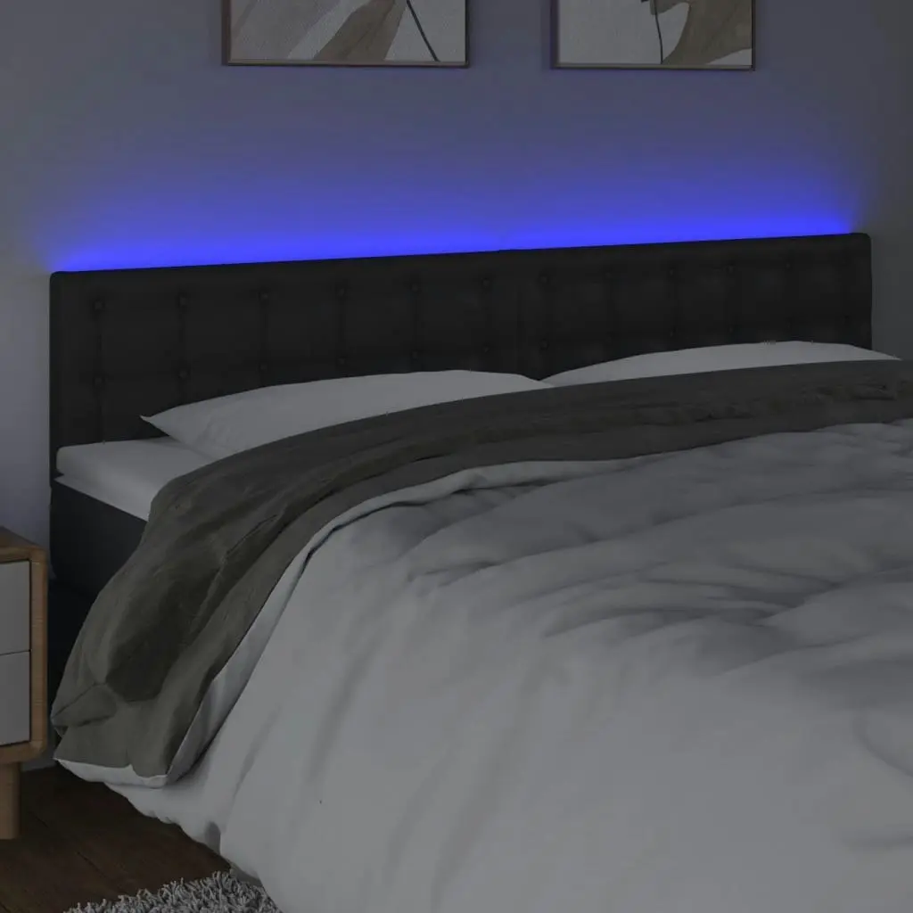 LED Headboard Black 160x5x78/88 cm Faux Leather 3121708