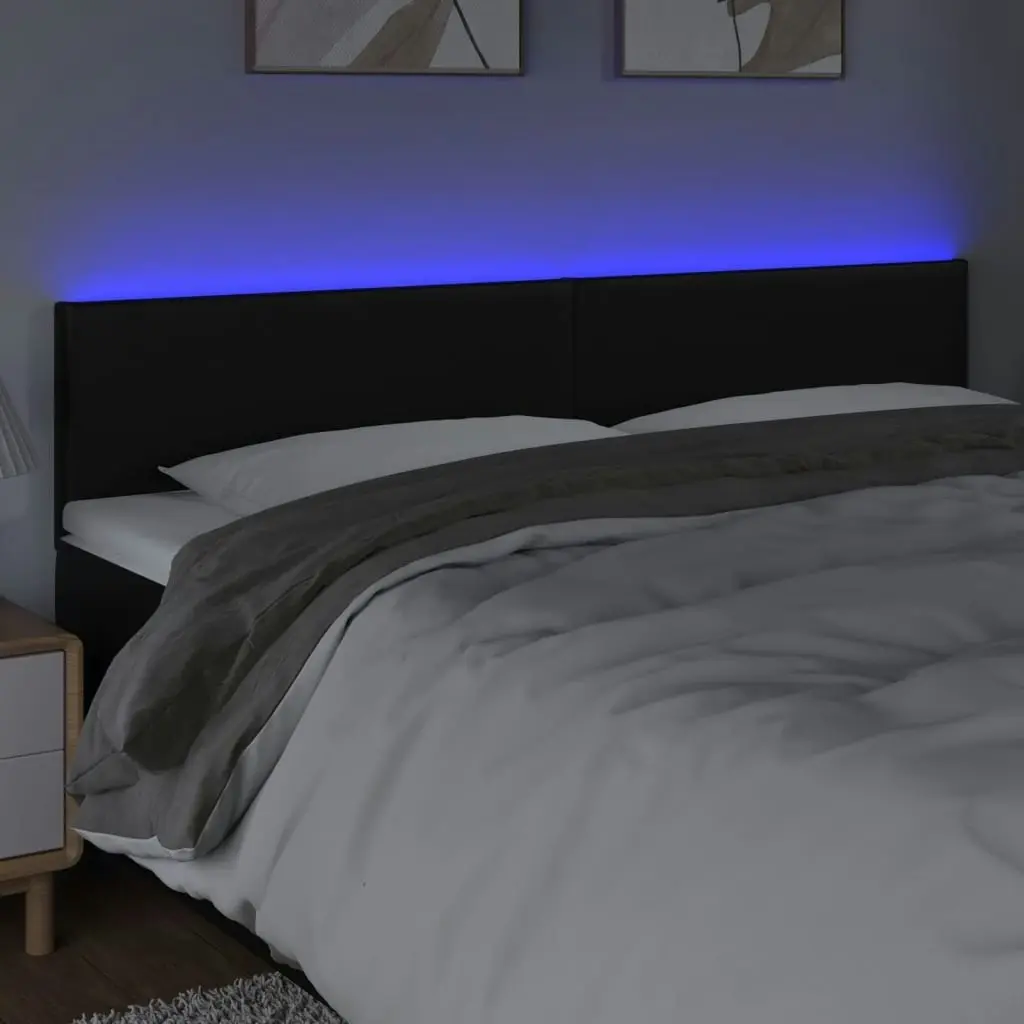 LED Headboard Black 160x5x78/88 cm Faux Leather 3121428