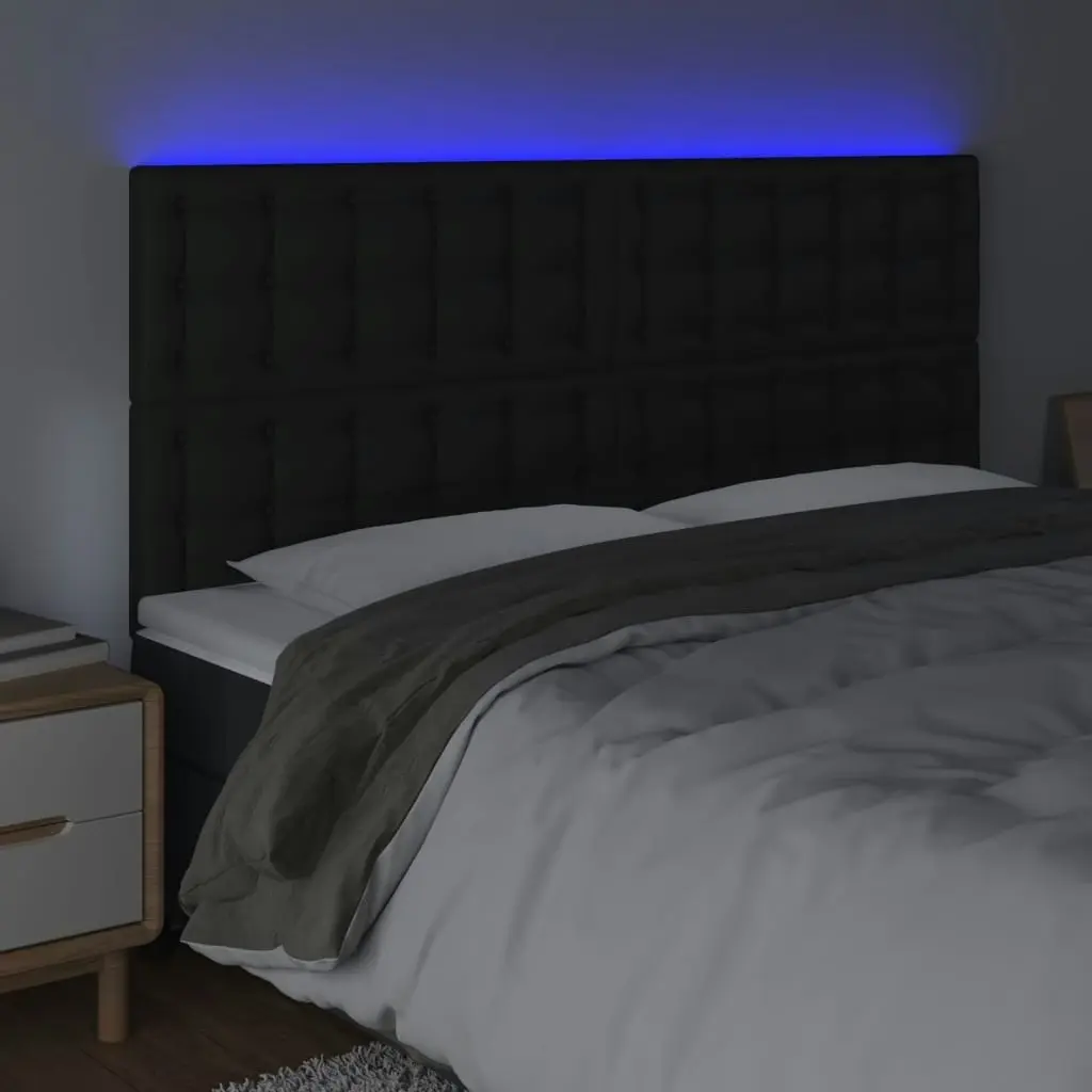 LED Headboard Black 160 cm Faux Leather 3122520