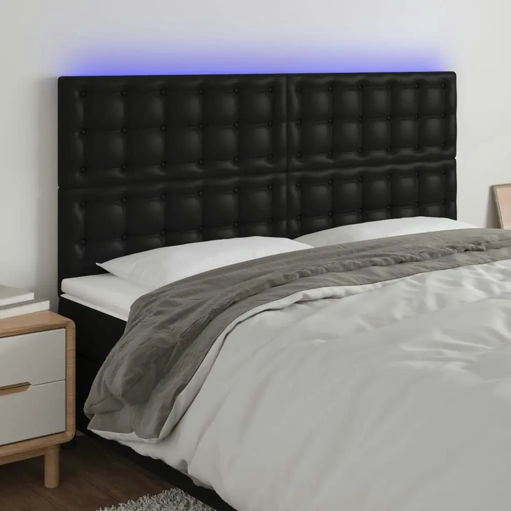 LED Headboard Black 160 cm Faux Leather 3122520