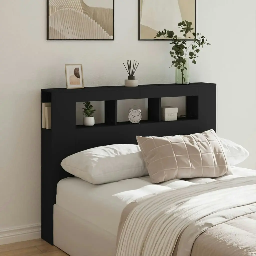 LED Headboard Black 140x18.5x103.5 cm Engineered Wood 837345