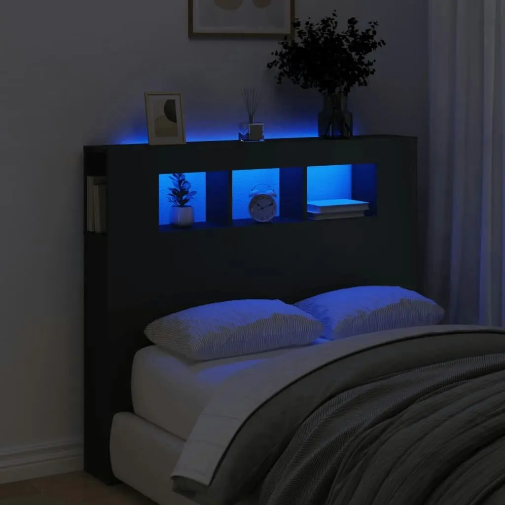 LED Headboard Black 120x18.5x103.5 cm Engineered Wood 837338