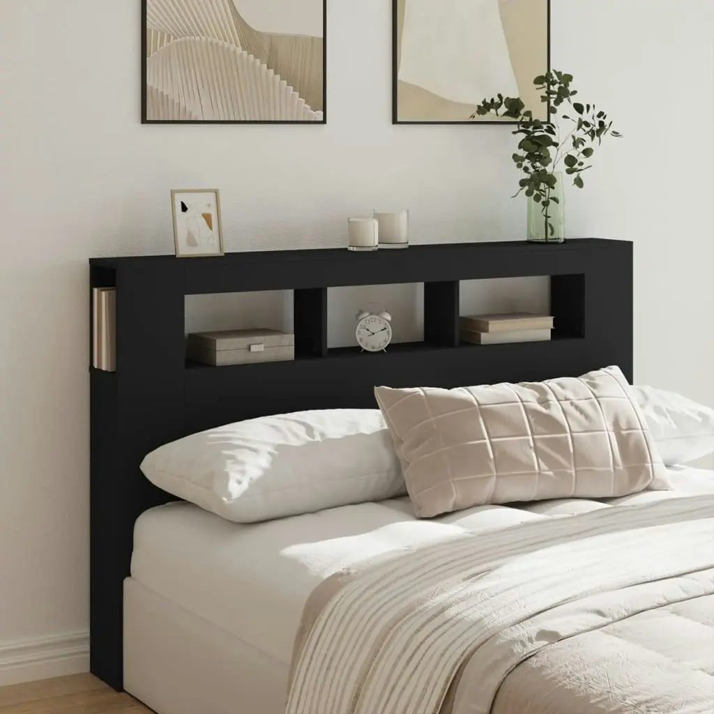 LED Headboard Black 160x18.5x103.5 cm Engineered Wood 837352