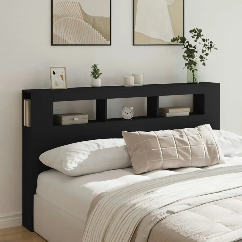 LED Headboard Black 180x18.5x103.5 cm Engineered Wood 837359