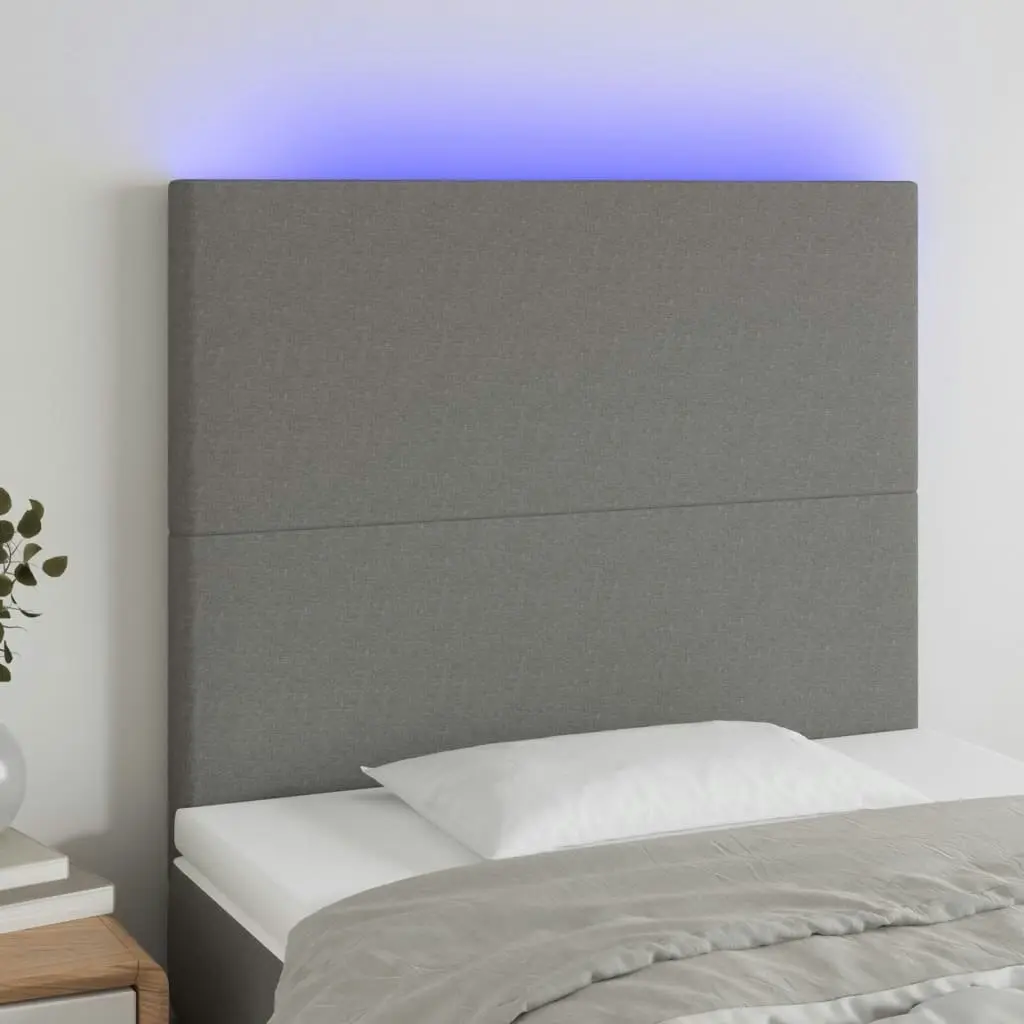 LED Headboard Dark Grey 100x5x118/128 cm Fabric 3122135