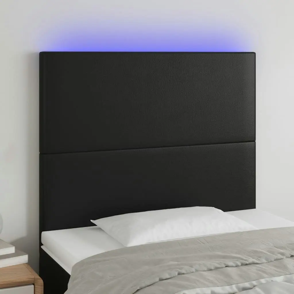 LED Headboard Black 80 cm Faux Leather 3122216