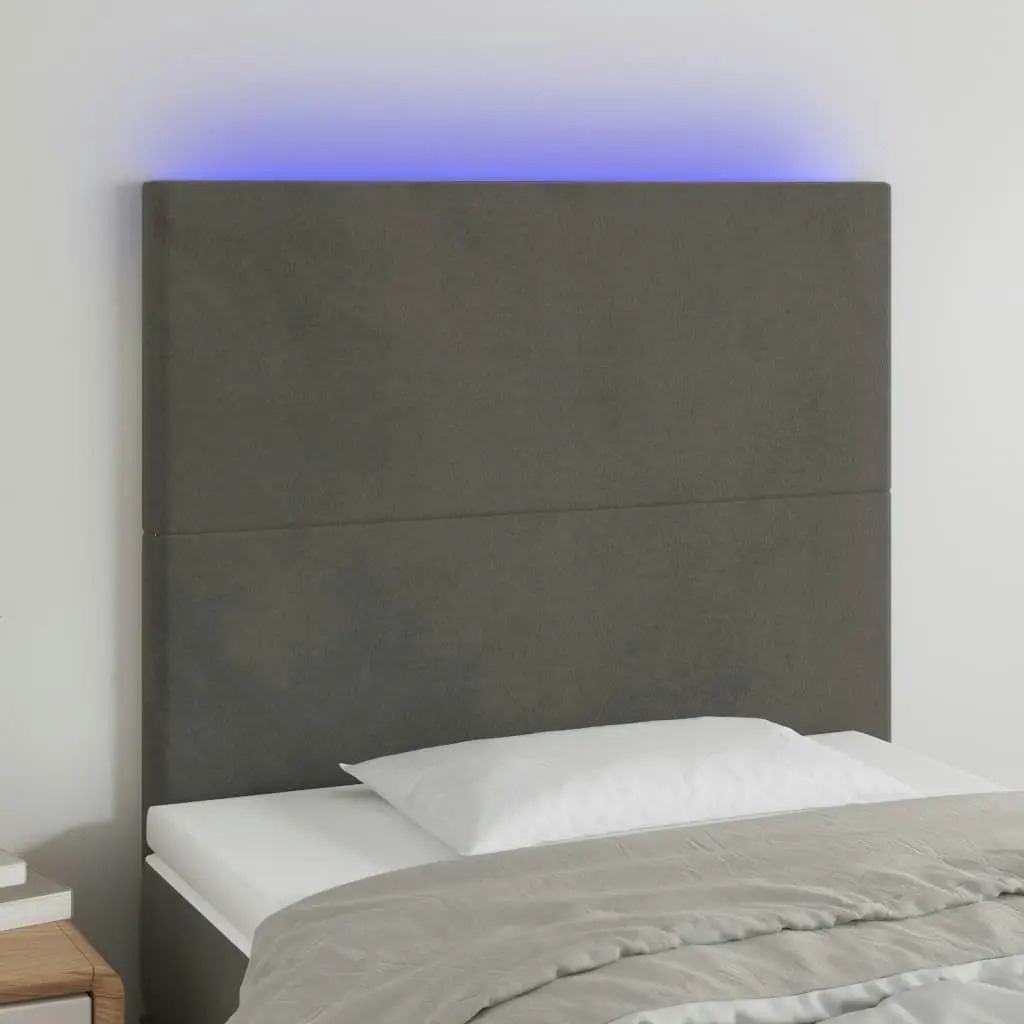 LED Headboard Dark Grey 100x5x118/128 cm Velvet 3122187