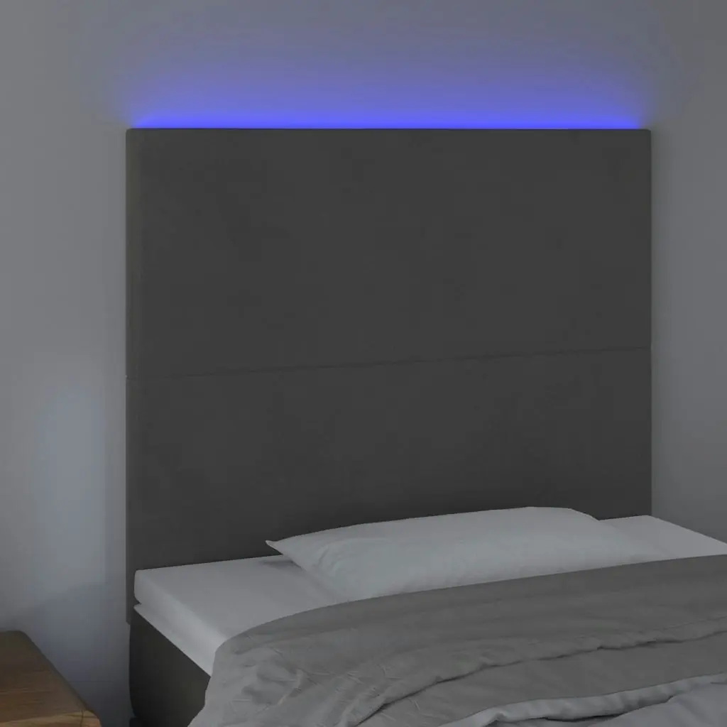 LED Headboard Dark Grey 100x5x118/128 cm Velvet 3122187