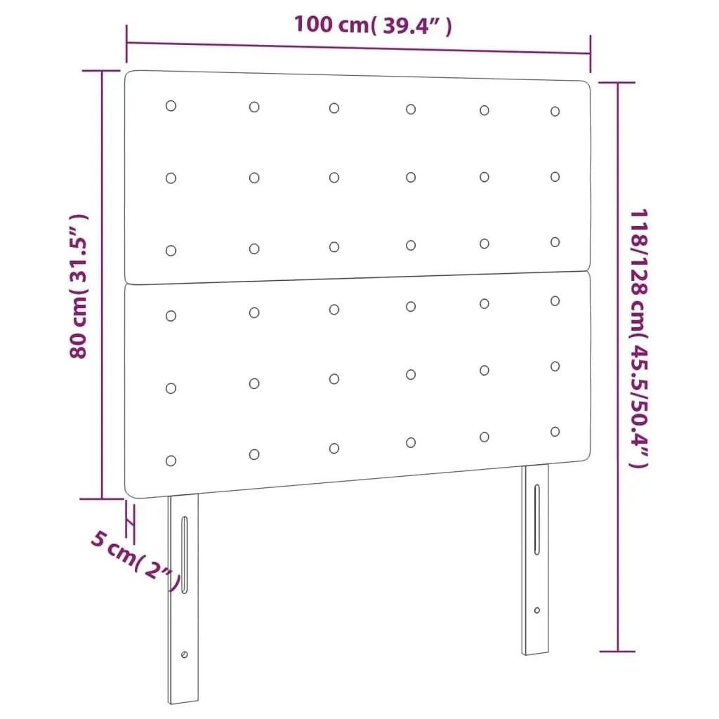 LED Headboard Dark Grey 100x5x118/128 cm Fabric 3122849