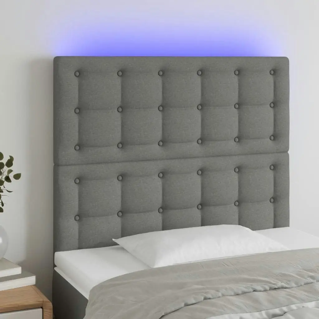 LED Headboard Dark Grey 100x5x118/128 cm Fabric 3122849