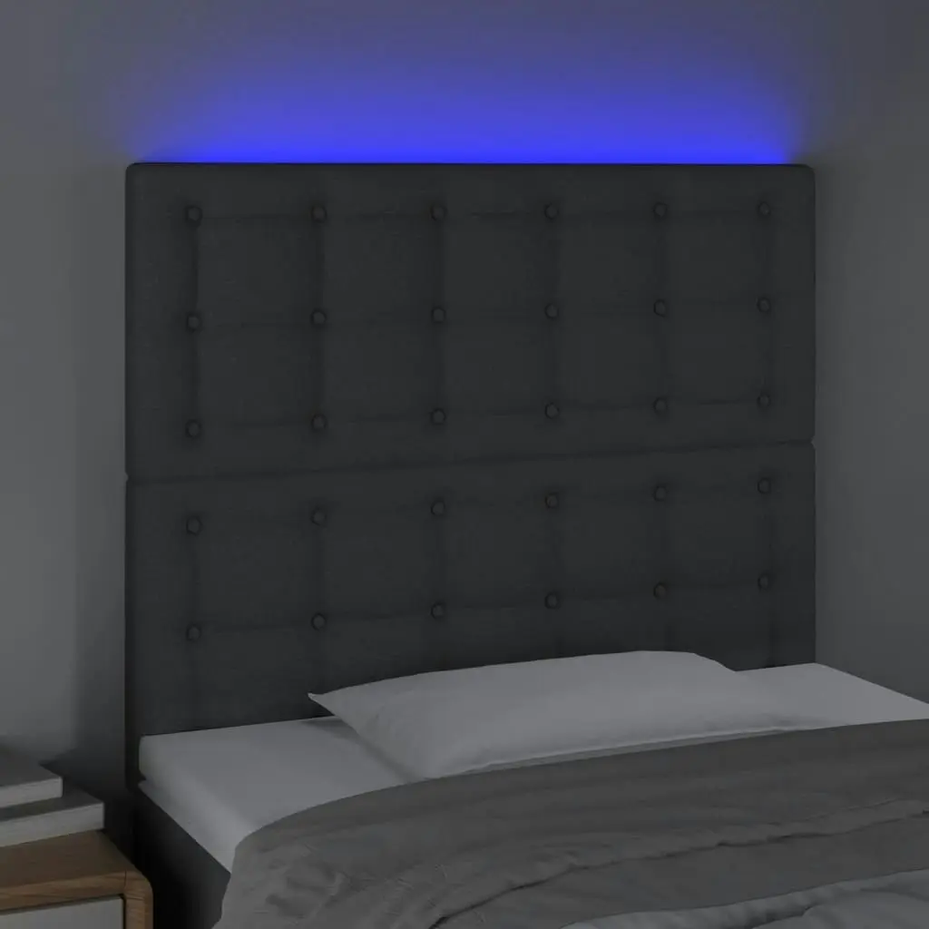 LED Headboard Dark Grey 100x5x118/128 cm Fabric 3122849