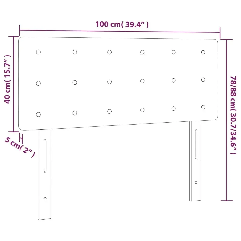 LED Headboard Dark Grey 100x5x78/88 cm Fabric 3122037