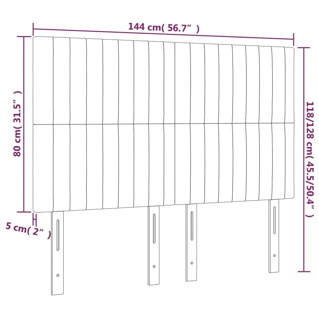 LED Headboard Dark Grey 144x5x118/128 cm Fabric 3122661