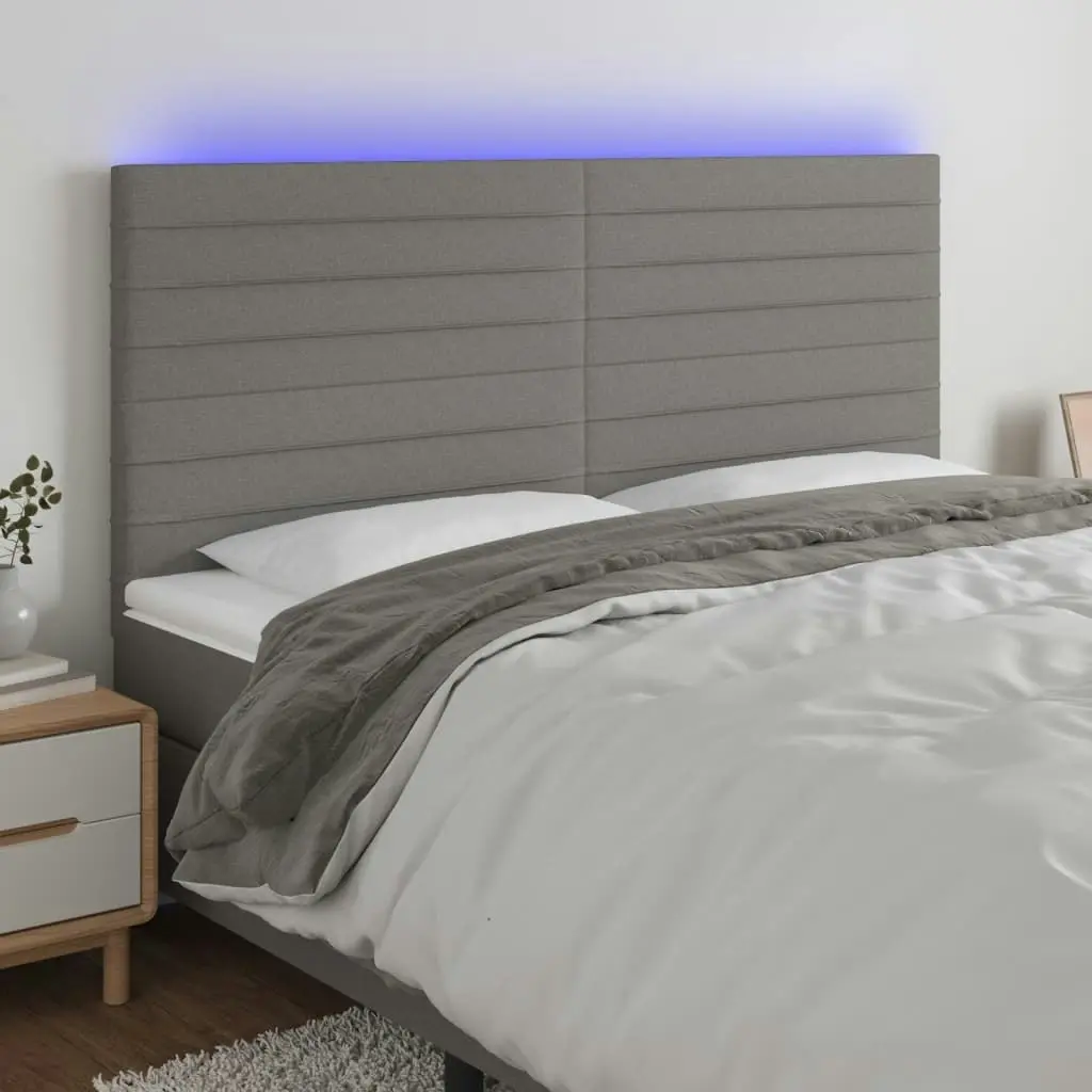 LED Headboard Dark Grey 160x5x118/128 cm Fabric 3122571