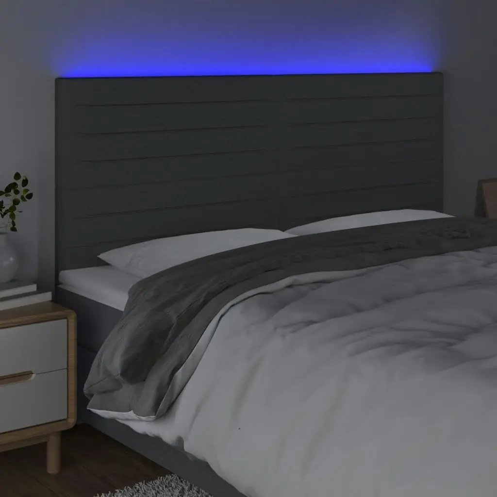 LED Headboard Dark Grey 160x5x118/128 cm Fabric 3122571