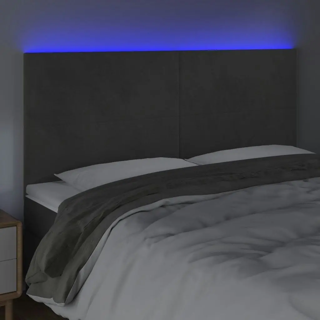 LED Headboard Dark Grey 160x5x118/128 cm Velvet 3122199