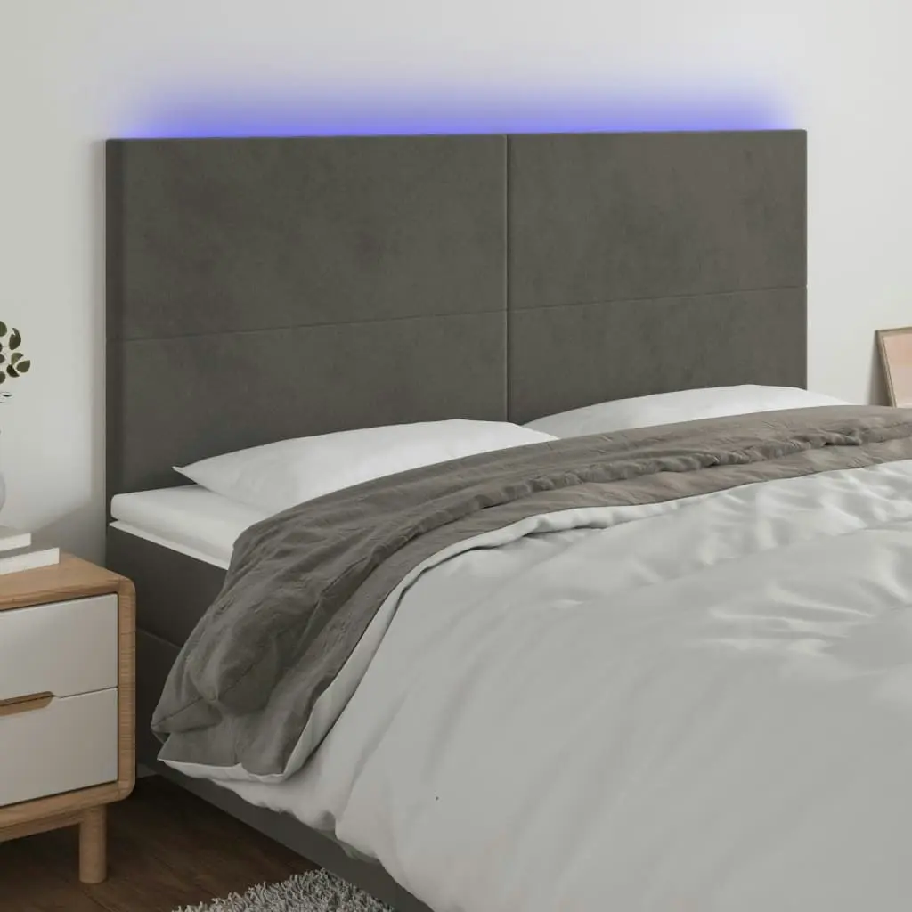 LED Headboard Dark Grey 160x5x118/128 cm Velvet 3122199