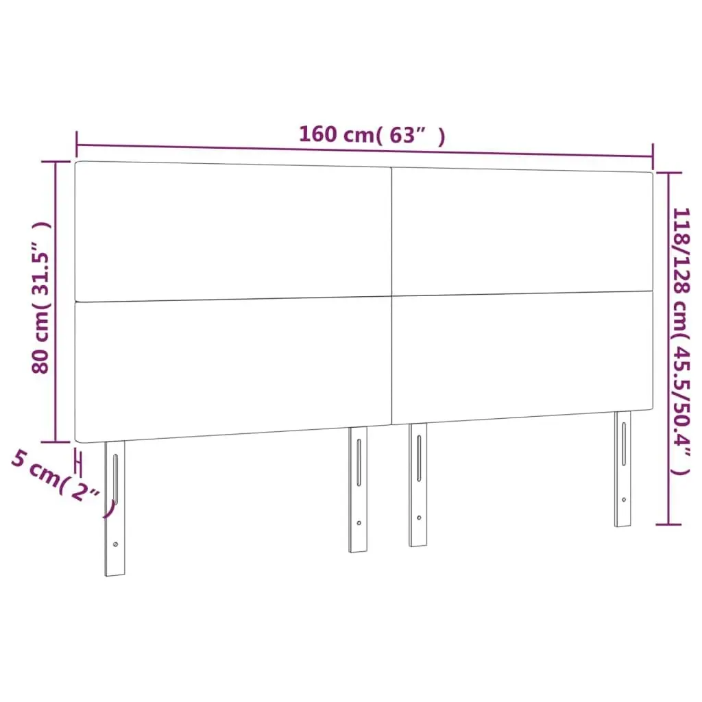 LED Headboard Dark Grey 160x5x118/128 cm Velvet 3122199