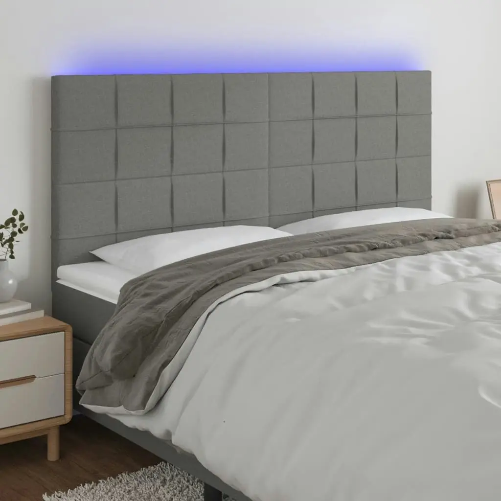 LED Headboard Dark Grey 160x5x118/128 cm Fabric 3122431