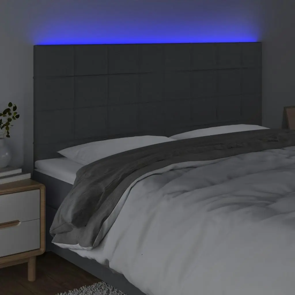 LED Headboard Dark Grey 160x5x118/128 cm Fabric 3122431