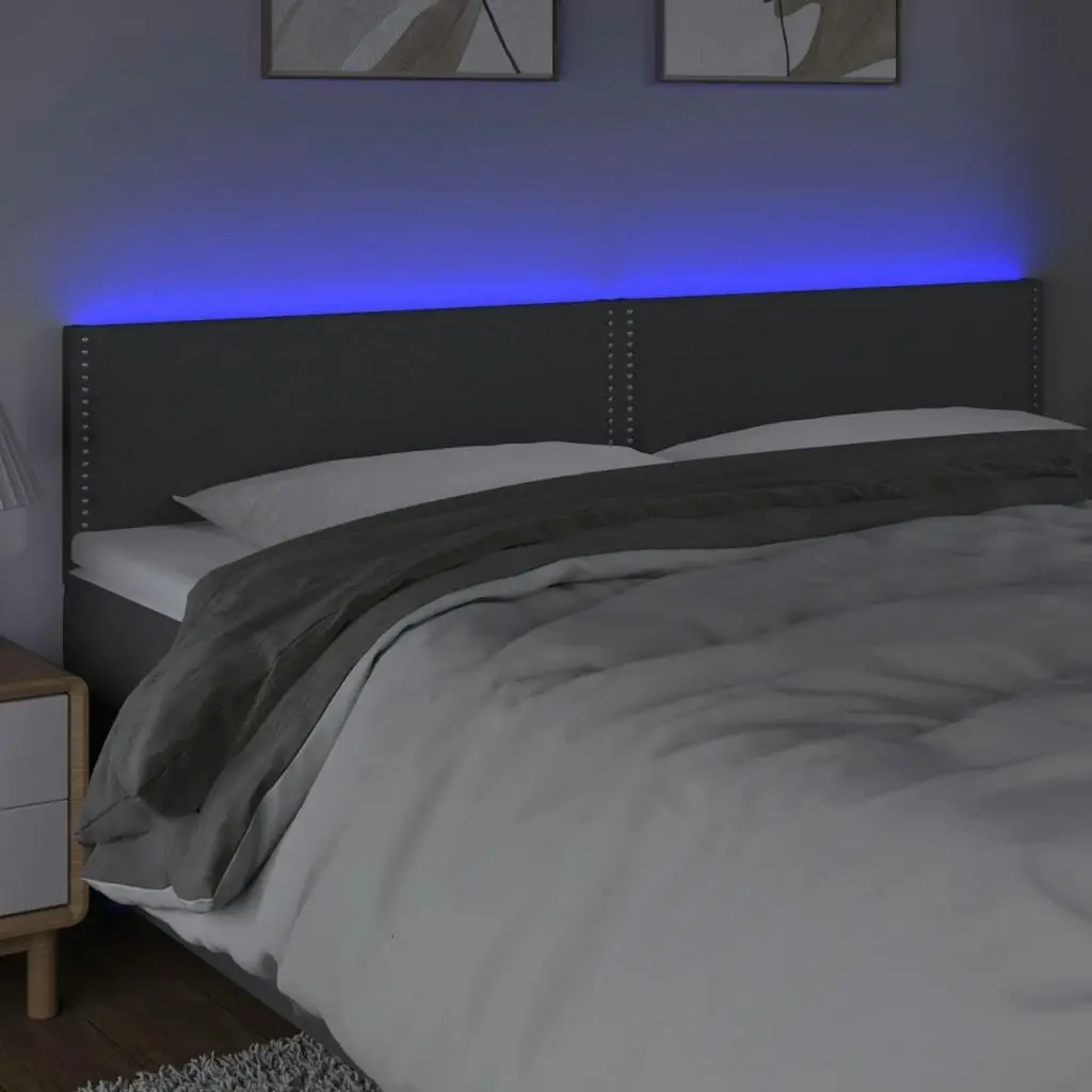 LED Headboard Dark Grey 160x5x78/88 cm Fabric 3121479