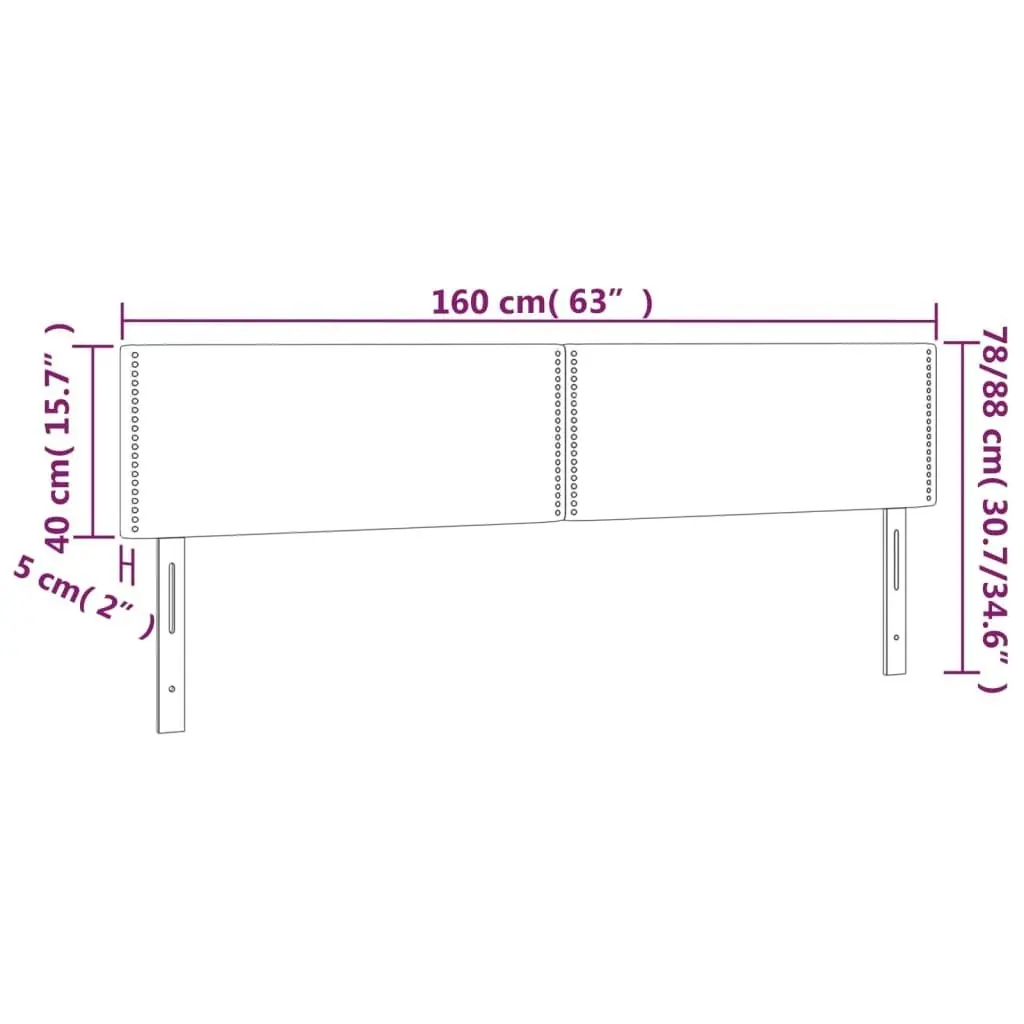 LED Headboard Dark Grey 160x5x78/88 cm Fabric 3121479