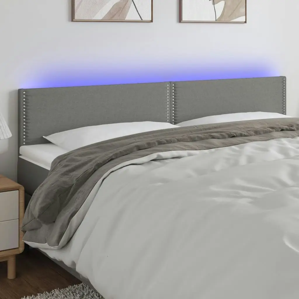 LED Headboard Dark Grey 160x5x78/88 cm Fabric 3121479