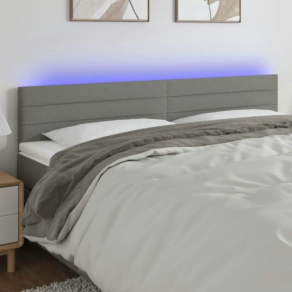 LED Headboard Dark Grey 160x5x78/88 cm Fabric 3121759