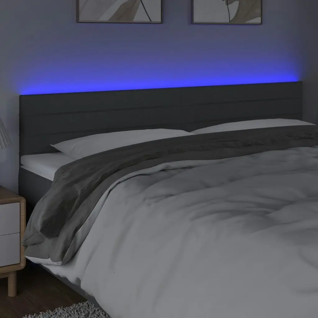 LED Headboard Dark Grey 160x5x78/88 cm Fabric 3121759