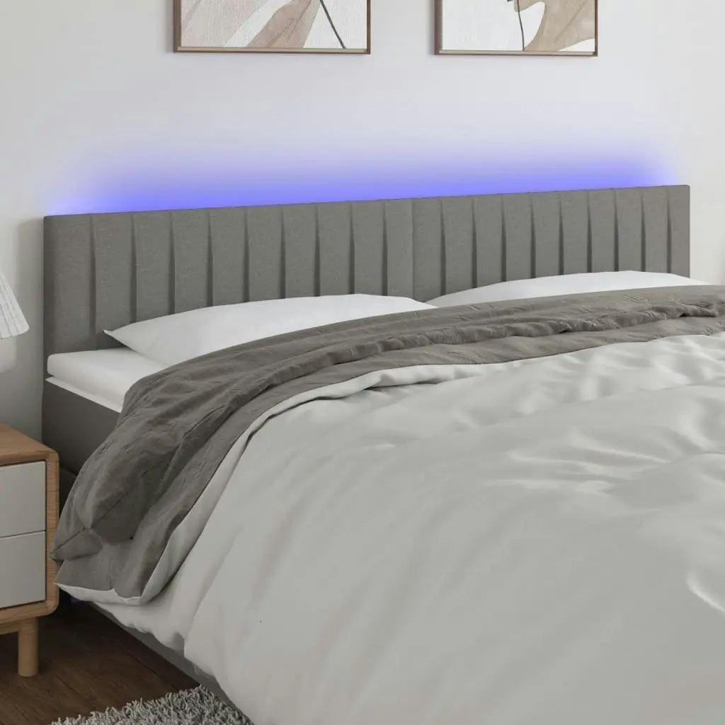 LED Headboard Dark Grey 160x5x78/88 cm Fabric 3121857