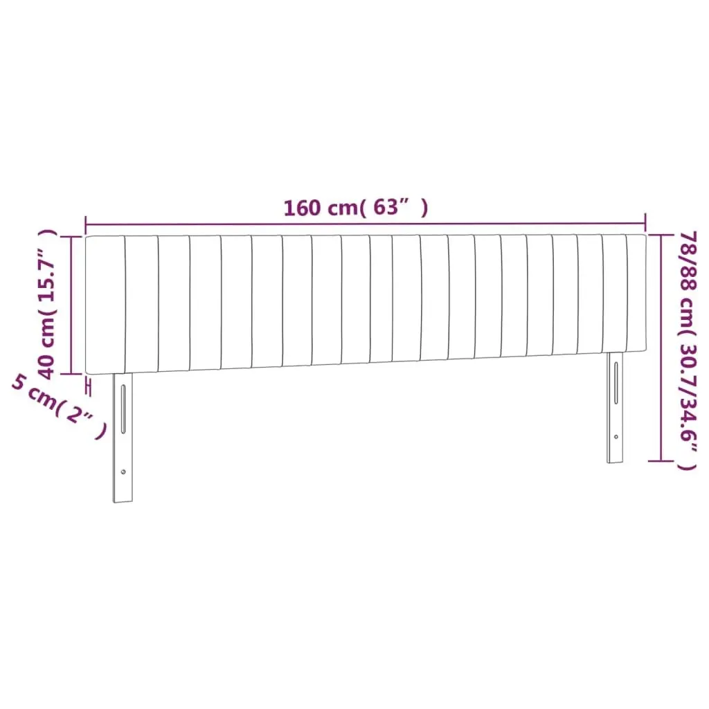 LED Headboard Dark Grey 160x5x78/88 cm Fabric 3121857