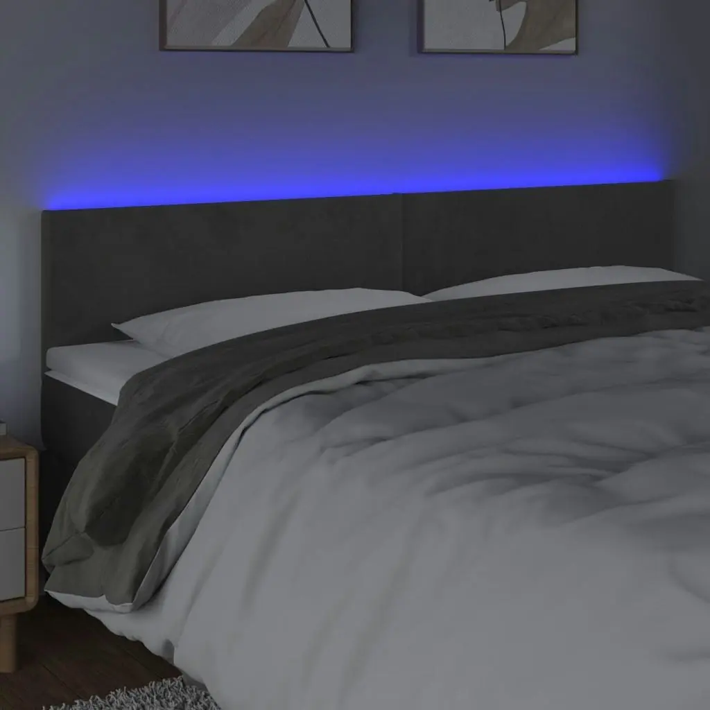 LED Headboard Dark Grey 160 cm Velvet 3121387