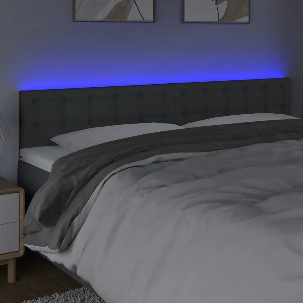 LED Headboard Dark Grey 160x5x78/88 cm Fabric 3122053