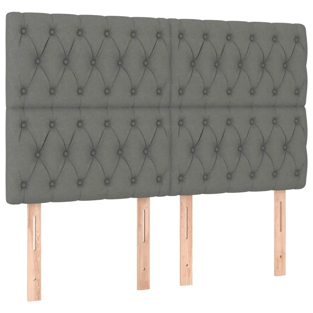 LED Headboard Dark Grey 160x7x118/128 cm Fabric 3122767