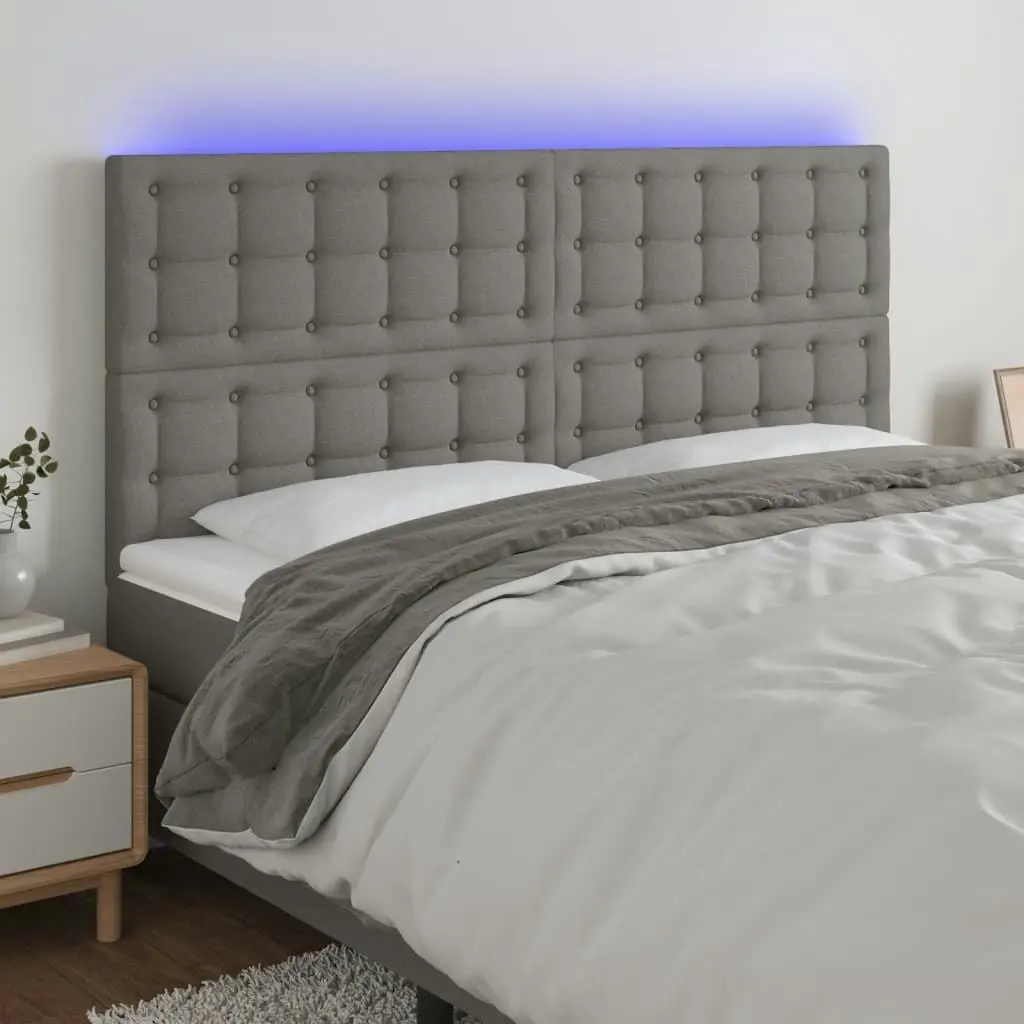 LED Headboard Dark Grey 200 cm Fabric 3122881