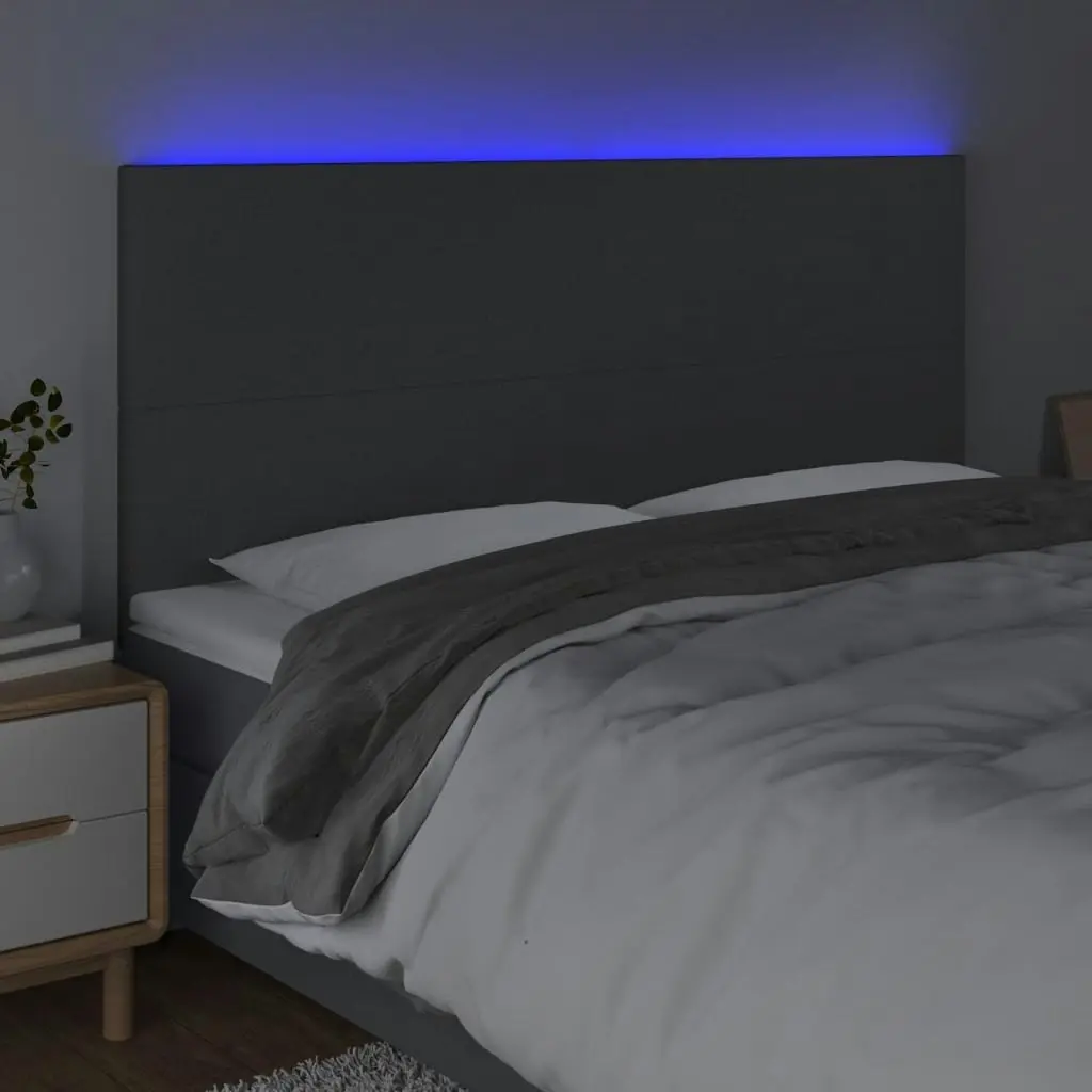 LED Headboard Dark Grey 200x5x118/128 cm Fabric 3122167