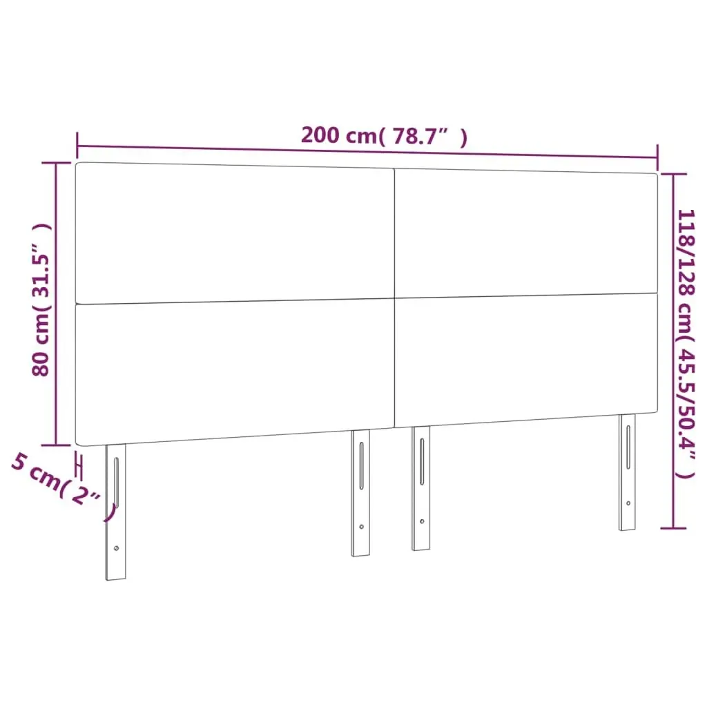 LED Headboard Dark Grey 200x5x118/128 cm Fabric 3122167